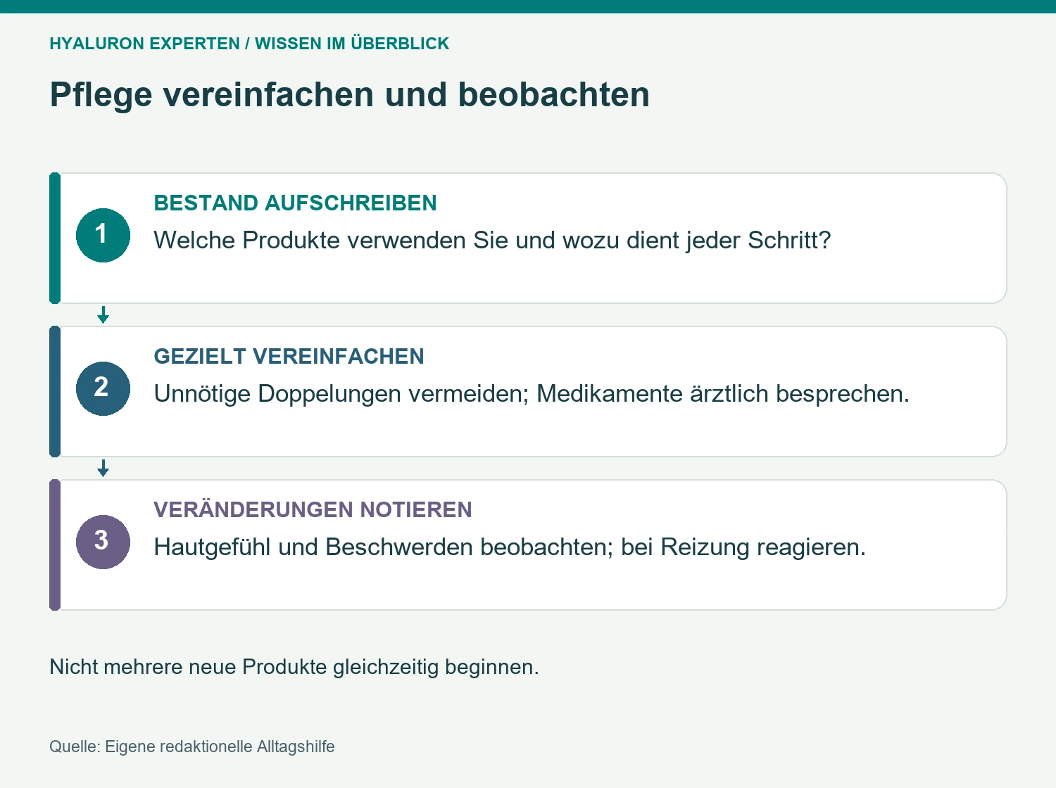 Ablauf von Bestandsaufnahme, Vereinfachung und Beobachtung